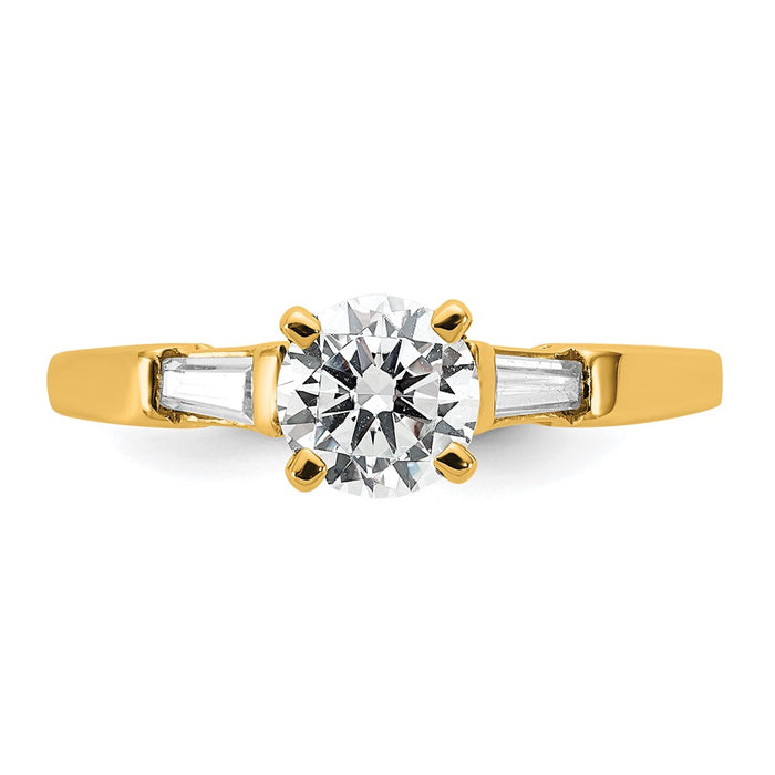 Buy Exclusive 14K Yellow Gold 3-Stone Engagement Ring, Stylish with Baguette Diamonds-4