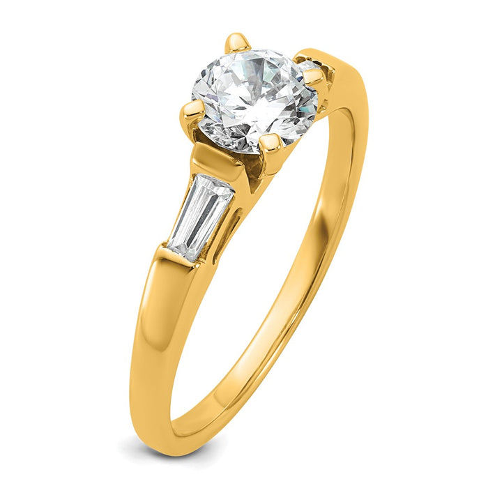 Buy Exclusive 14K Yellow Gold 3-Stone Engagement Ring, Stylish with Baguette Diamonds-6