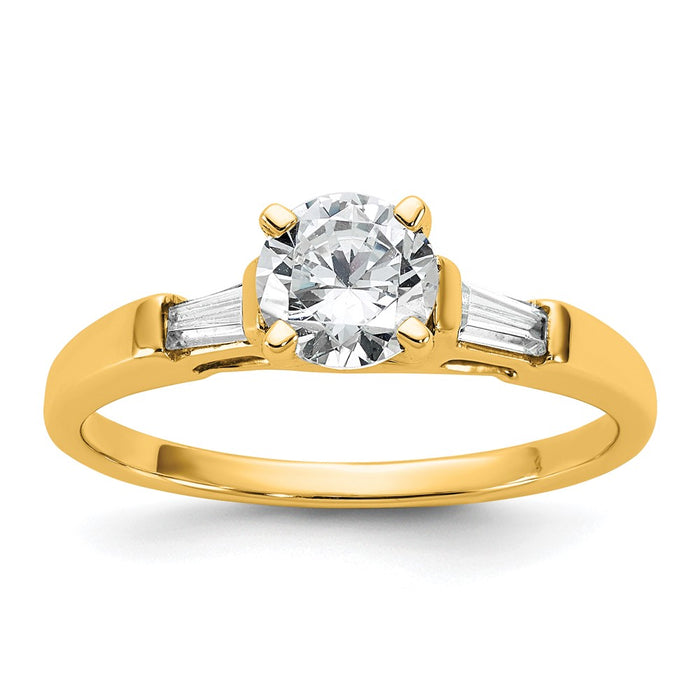 Buy Exclusive 14K Yellow Gold 3-Stone Engagement Ring, Stylish with Baguette Diamonds-1