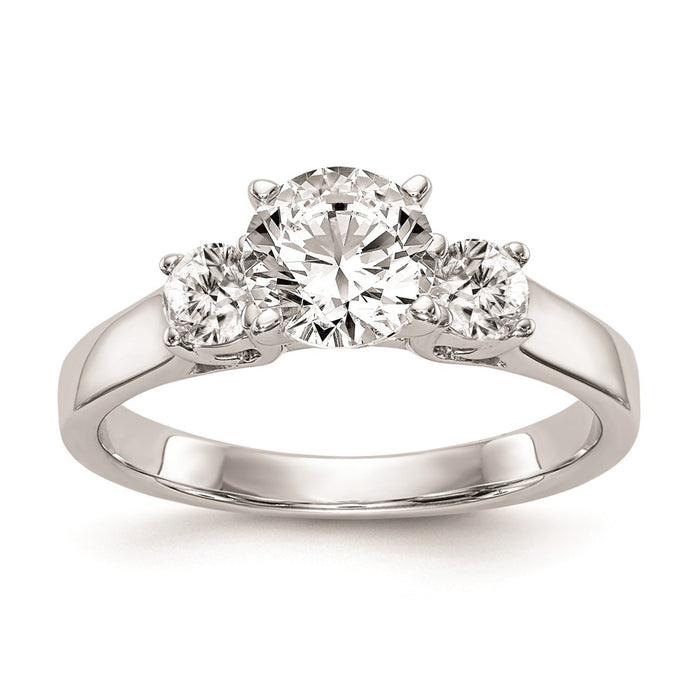 Buy Stylish 14K White Gold 3-Stone Engagement Ring Mounting - Affordable Luxury-1