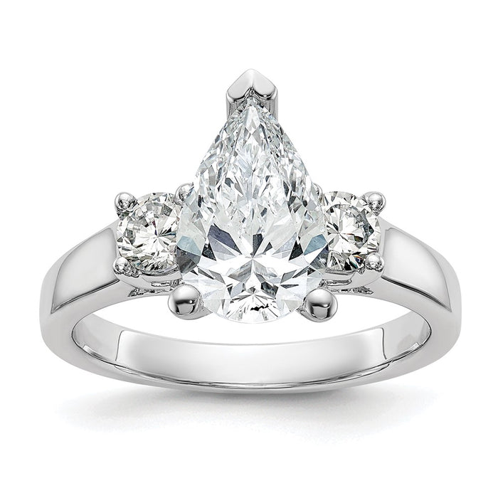 Exclusive 14K White Gold 3-Stone Engagement Ring Mounting for 2-4mm Stones-7