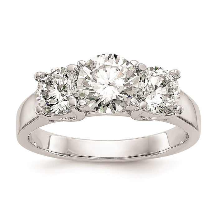 Buy Stylish 14K White Gold 3-Stone Engagement Ring Mounting, Peg Set for (2) 5mm Stones-1