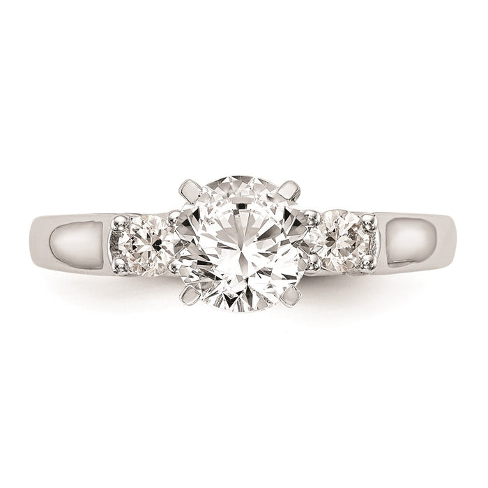 Buy Designer 14K White Gold 3-Stone Engagement Ring Mounting for Round Stones-4