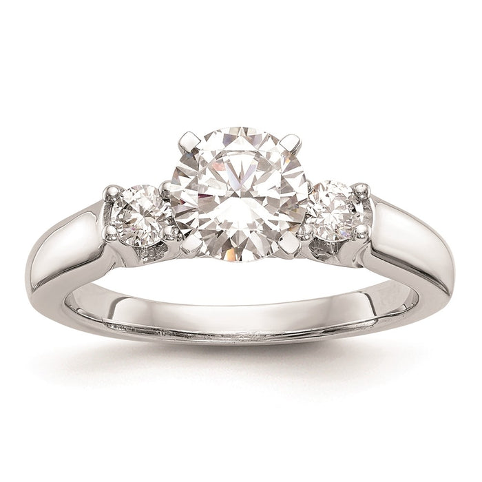 Buy Designer 14K White Gold 3-Stone Engagement Ring Mounting for Round Stones-1