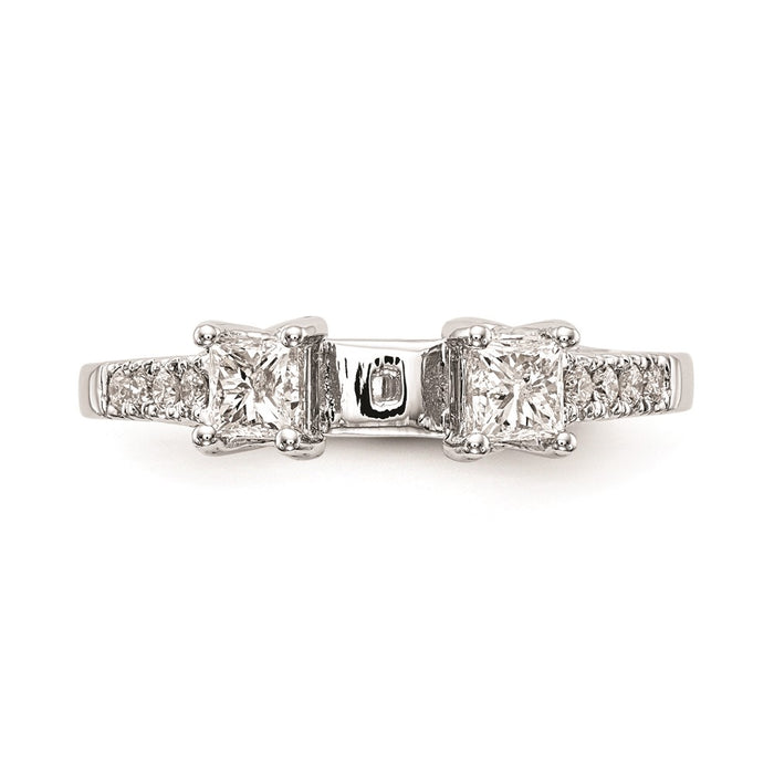 Buy Stylish 14K White Gold 3-Stone Princess Cut Diamond Semi-Mount Ring-4
