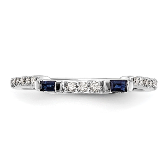 High-Quality 14K White Gold Wedding Band with 1/10 Carat Diamond & Sapphire - Stylish Value-4