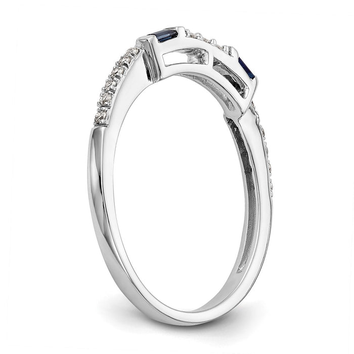 High-Quality 14K White Gold Wedding Band with 1/10 Carat Diamond & Sapphire - Stylish Value-6