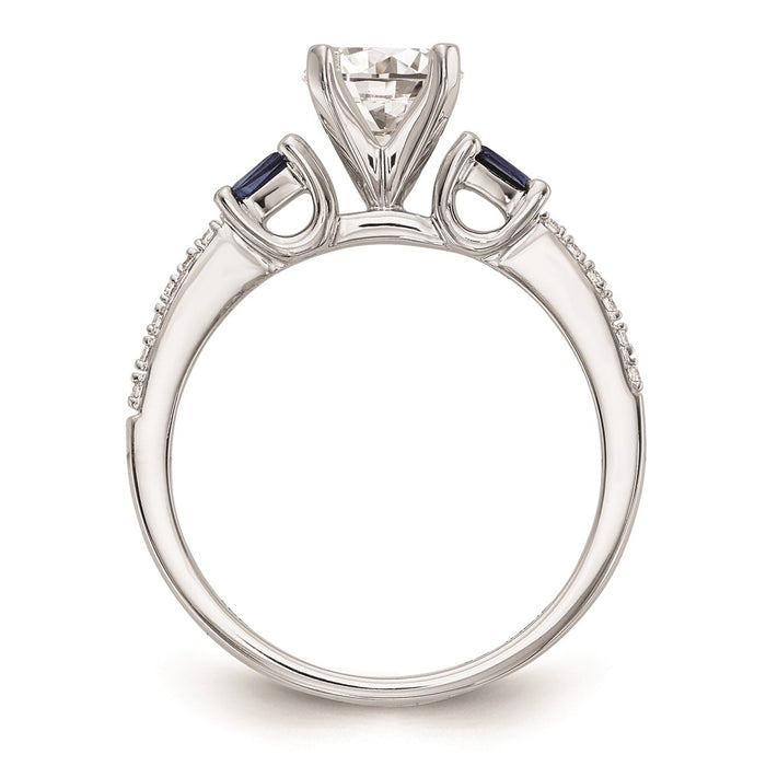 Buy Stylish 14K White Gold Engagement Ring with 3 Diamonds & Sapphires-1