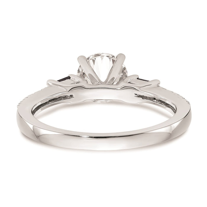 Buy Stylish 14K White Gold Engagement Ring with 3 Diamonds & Sapphires-5
