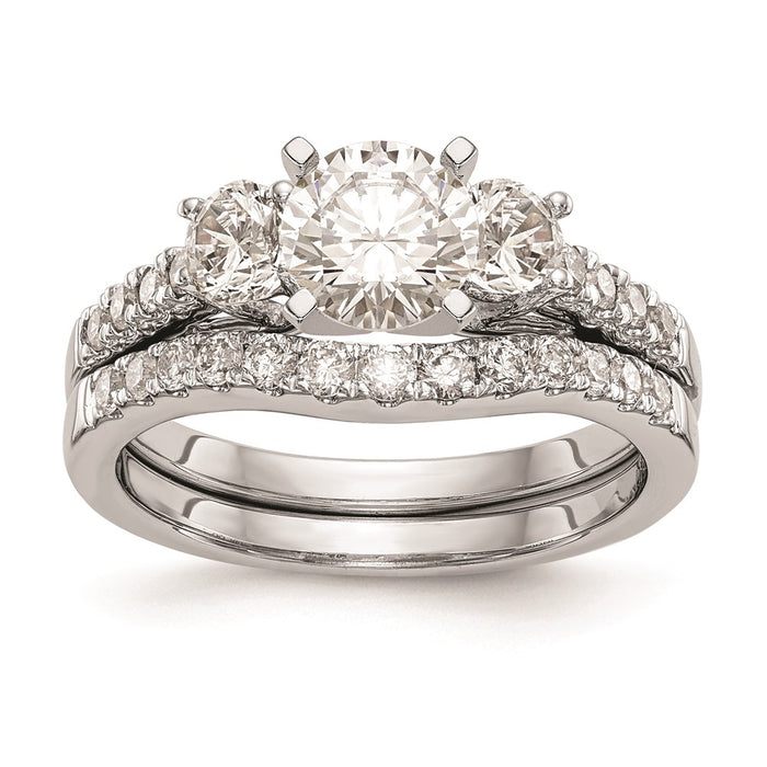 High-Quality 14K White Gold 3-Stone Engagement Ring Mounting, Stylish & Affordable!-7