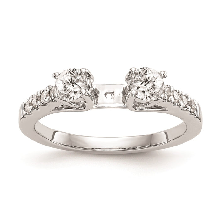 High-Quality 14K White Gold 3-Stone Engagement Ring Mounting, Stylish & Affordable!-8
