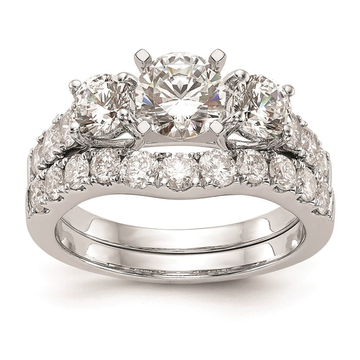 Buy 14K White Gold 3-Stone Engagement Ring Mounting for 2-4.6mm Stones | Luxury Design-7