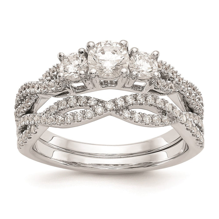 Buy Stylish 14K White Gold 3-Stone Engagement Ring - 4.5mm Center, Discounted Price-7