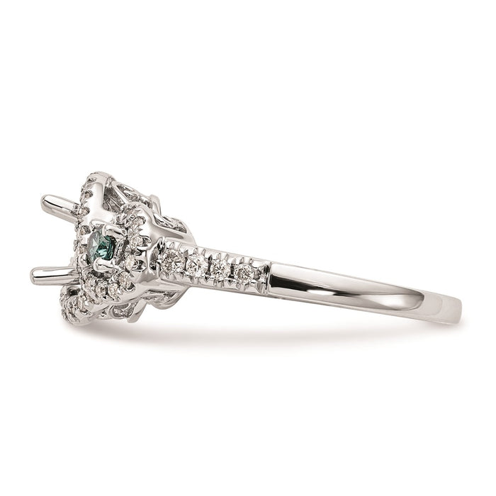 Buy Stylish 14K White Gold Halo Engagement Ring Mounting - 5.2mm Center-3