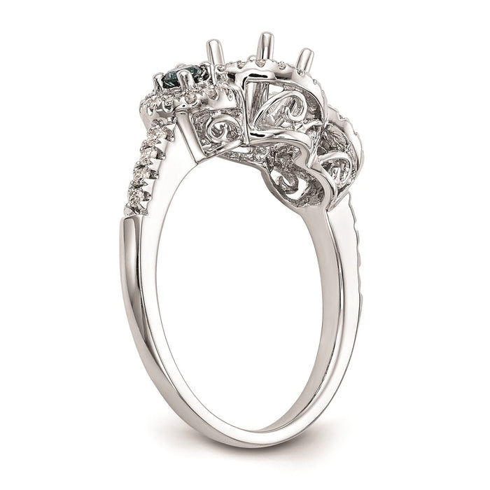 Buy Stylish 14K White Gold Halo Engagement Ring Mounting - 5.2mm Center-6