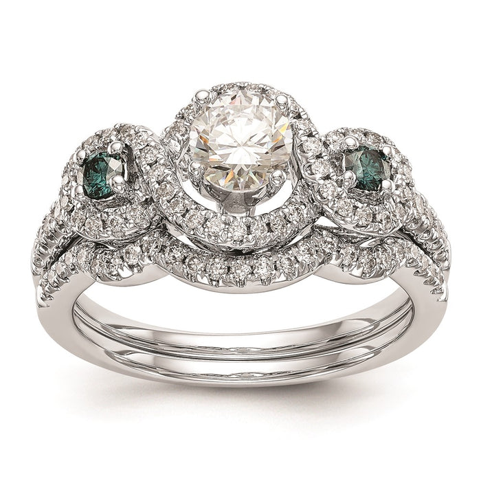 Buy Exclusive 14K White Gold Engagement Ring with Blue Diamonds & Sapphires-7