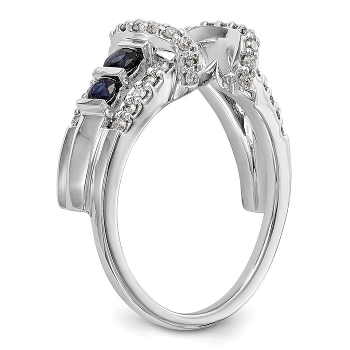 Buy Exclusive 14K White Gold Diamond & Blue Sapphire Wrap Ring - 3/8 Carat, Stylish Value!-6