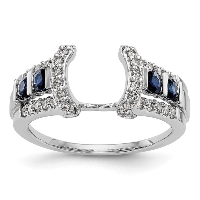 Buy Exclusive 14K White Gold Diamond & Blue Sapphire Wrap Ring - 3/8 Carat, Stylish Value!-1