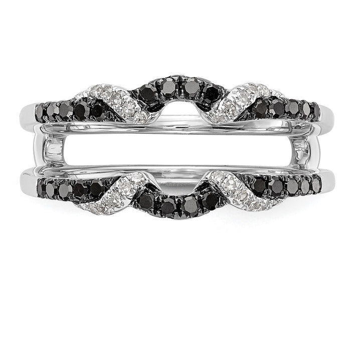 Buy Exclusive 14K White Gold Ring Guard with 1/3 Carat Black & White Diamonds-4