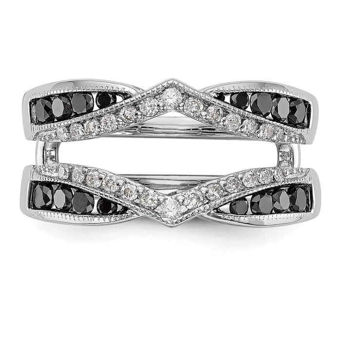 Buy Luxury 14K White Gold 3/4 Carat Black & White Diamond Ring Guard-4