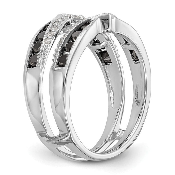 Buy Luxury 14K White Gold 3/4 Carat Black & White Diamond Ring Guard-6