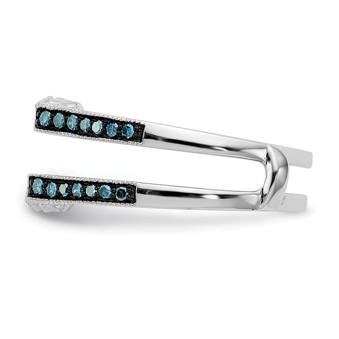 Buy Stylish 14K White Gold Ring Guard - 1/4 Carat Blue & White Diamonds-3