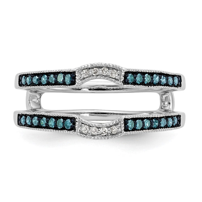 Buy Stylish 14K White Gold Ring Guard - 1/4 Carat Blue & White Diamonds-4