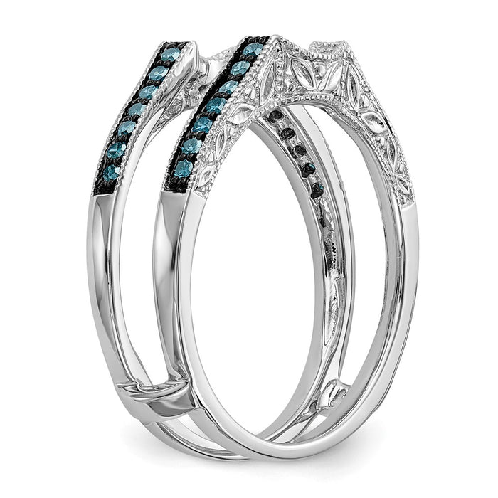 Buy Stylish 14K White Gold Ring Guard - 1/4 Carat Blue & White Diamonds-6