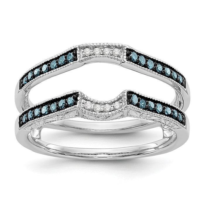 Buy Stylish 14K White Gold Ring Guard - 1/4 Carat Blue & White Diamonds-1