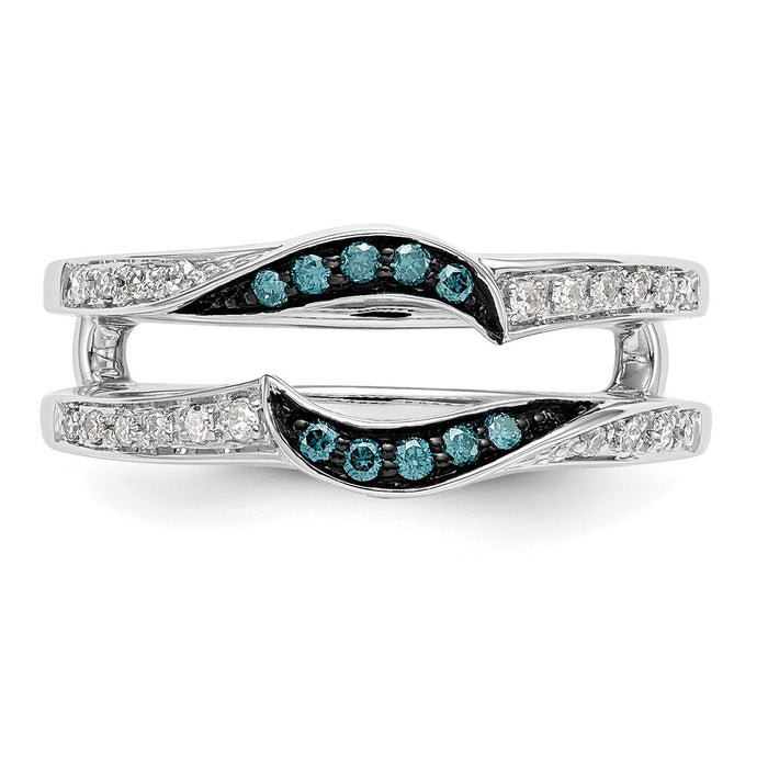 Buy 14K White Gold 1/5 Carat Blue & White Diamond Ring Guard - Luxury Design-4