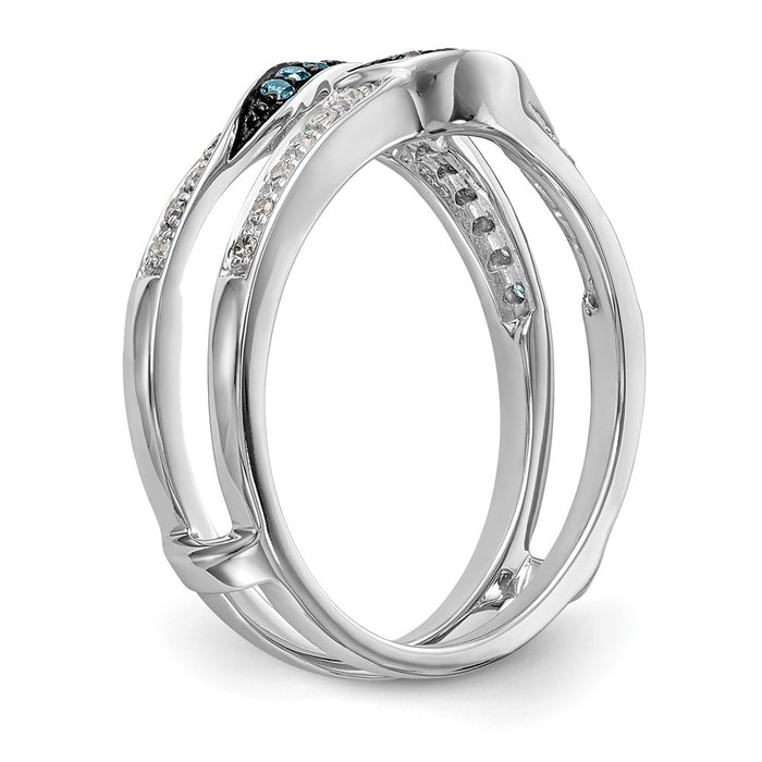 Buy 14K White Gold 1/5 Carat Blue & White Diamond Ring Guard - Luxury Design-5