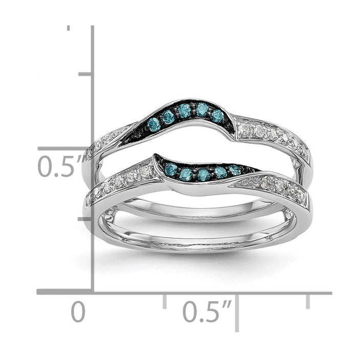 Buy 14K White Gold 1/5 Carat Blue & White Diamond Ring Guard - Luxury Design-6