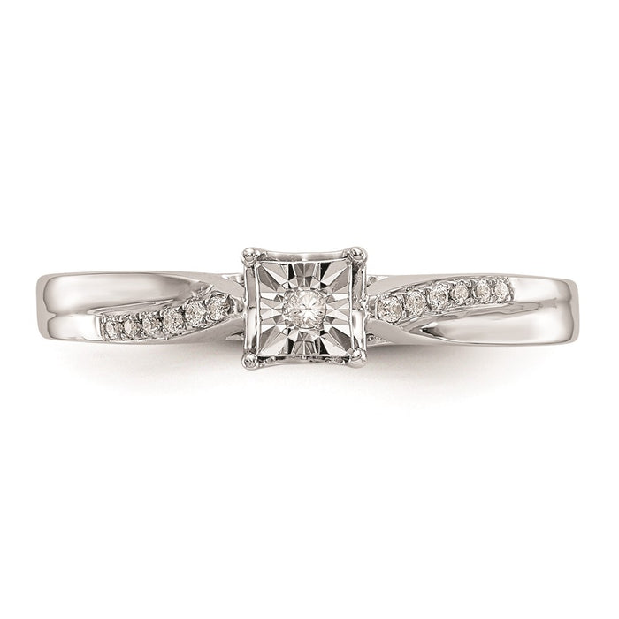 Exclusive 10K White Gold Square Illusion Engagement Ring - 1/20 Carat Diamond Accent, Affordable Luxury-4