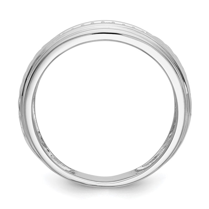 Buy Stylish 14K White Gold Men's Wedding Band with 1/8 Carat Diamond Trio-2