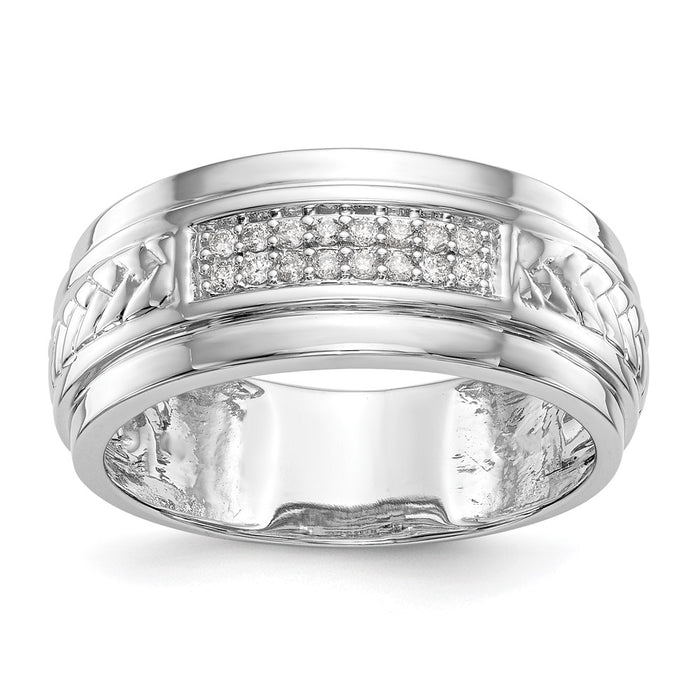 Buy Stylish 14K White Gold Men's Wedding Band with 1/8 Carat Diamond Trio-1