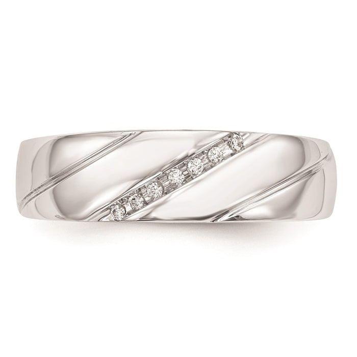 Exclusive 10K White Gold Men's Wedding Band with 0.03ct Diamond Trio - Stylish Value!-4