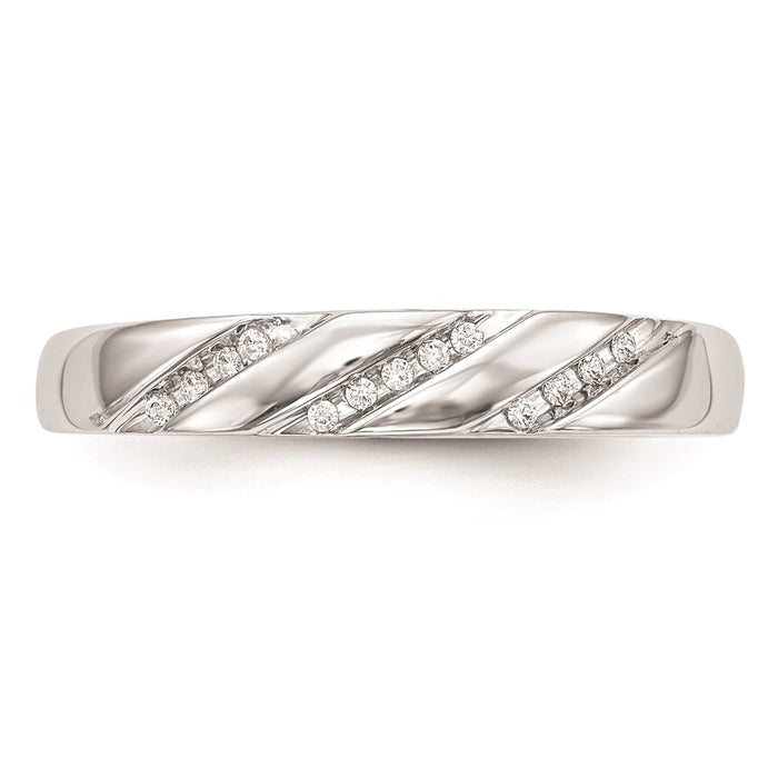 Buy Stylish 10K White Gold Diamond Trio Wedding Band - 1/20 Carat Value!-4