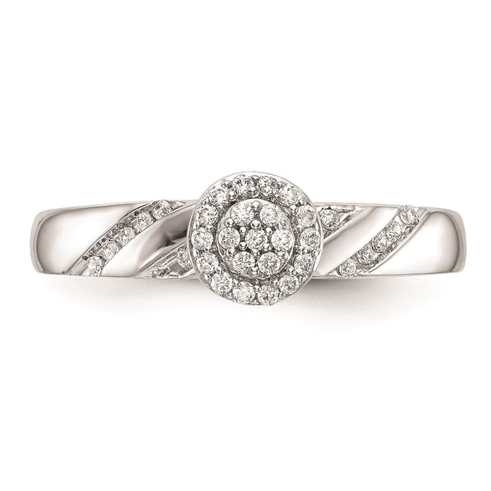 Buy Stylish 14K White Gold Halo Cluster Engagement Ring with 1/6 Carat Diamonds-4