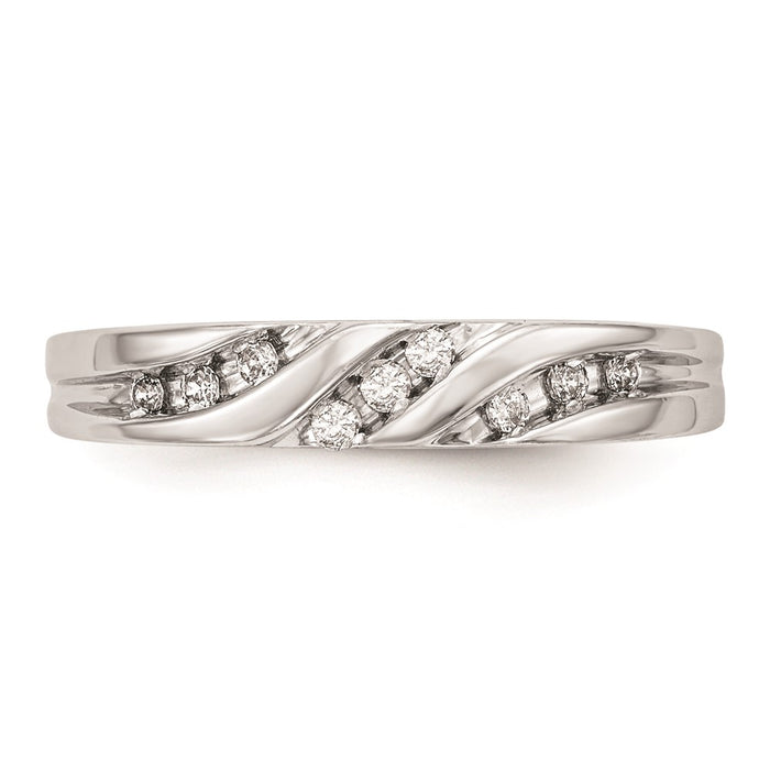 Buy Stylish 14K White Gold Wedding Band with 1/8 Carat Diamond Trio-4