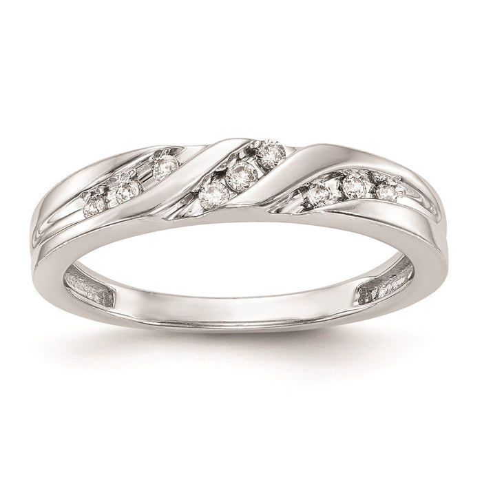 Buy Stylish 14K White Gold Wedding Band with 1/8 Carat Diamond Trio-1