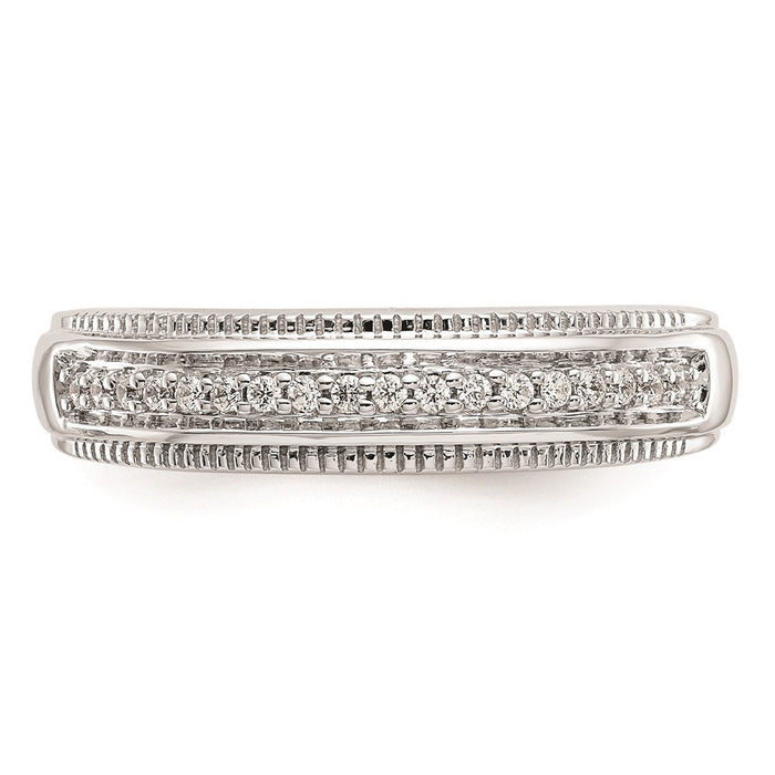 Buy Stylish 14K White Gold Men's Wedding Band - AA Quality, 1/10 Carat Diamonds-4