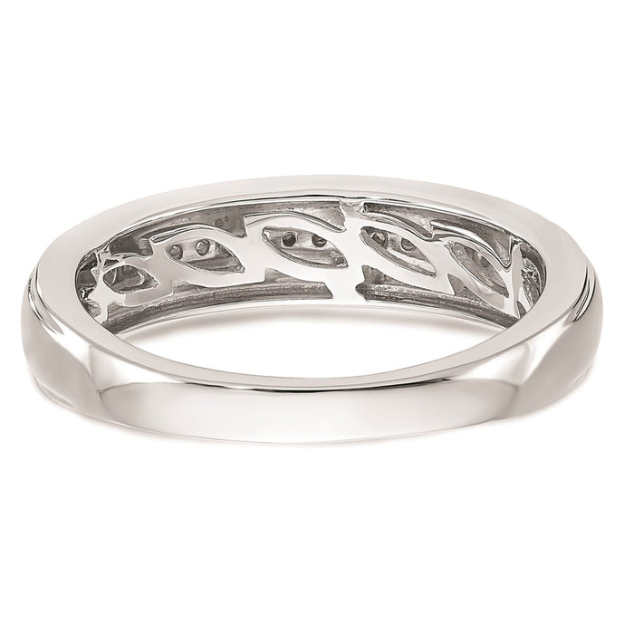 Buy Stylish 14K White Gold Men's Wedding Band - AA Quality, 1/10 Carat Diamonds-5
