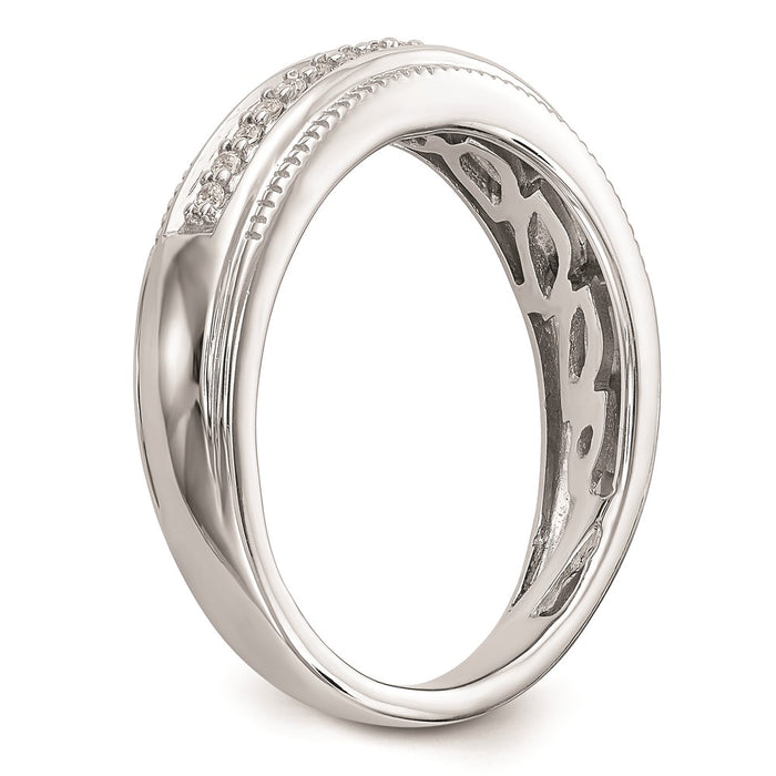 Buy Stylish 14K White Gold Men's Wedding Band - AA Quality, 1/10 Carat Diamonds-6