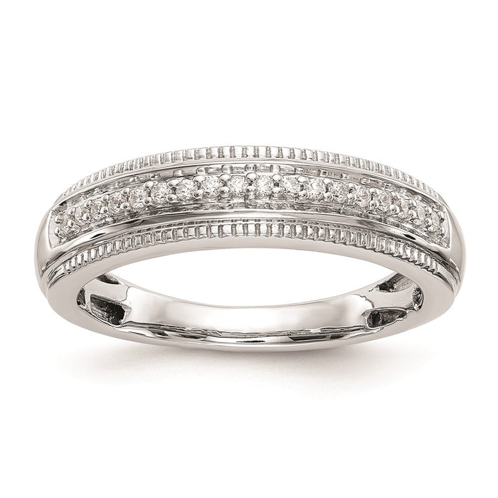 Buy Stylish 14K White Gold Men's Wedding Band - AA Quality, 1/10 Carat Diamonds-1