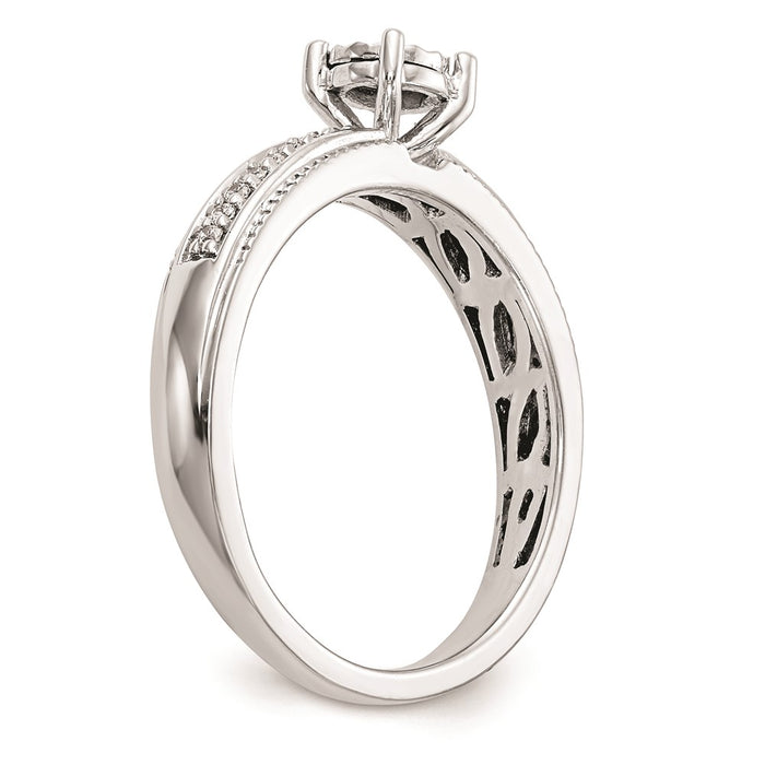 Buy Stylish 14K White Gold Engagement Ring Set with 1/8 Carat Diamonds-6