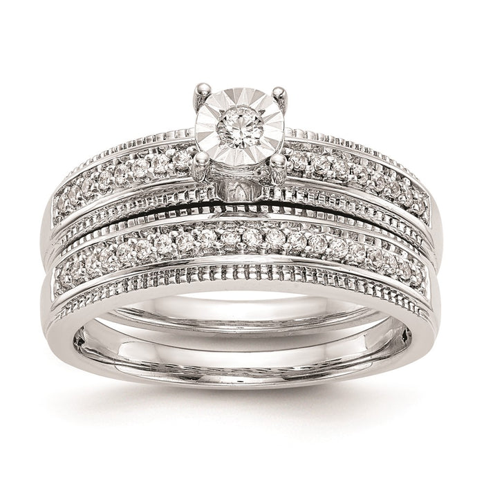 Buy Stylish 14K White Gold Engagement Ring Set with 1/8 Carat Diamonds-7