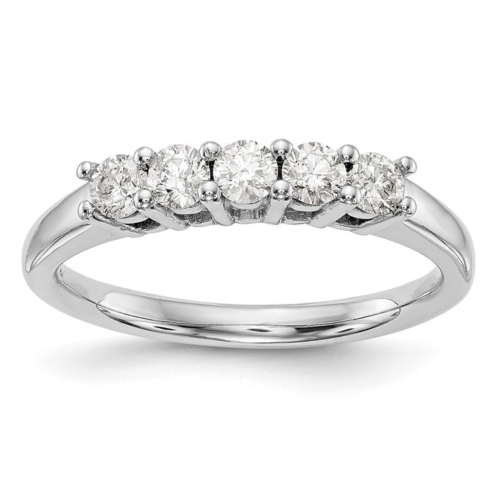 Exclusive 14K White Gold 5-Stone Diamond Band with 1/2 Carat Stones - Luxury Value-1