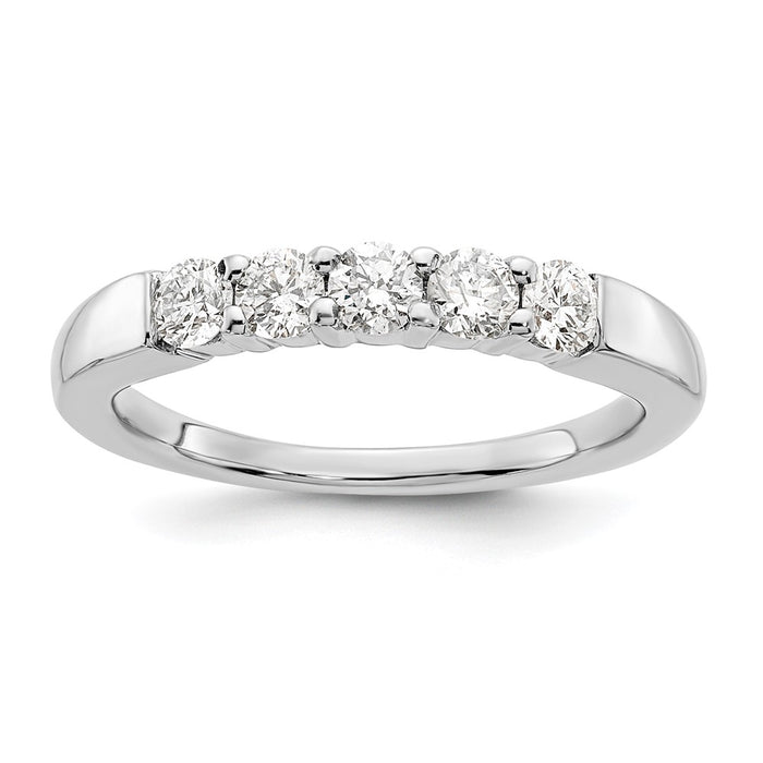 High-Quality 14K White Gold 5-Stone Diamond Band - Stylish 1/2 Carat Value-1
