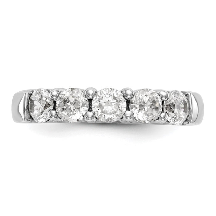 High-Quality 14K White Gold 5-Stone Diamond Band with 1 Carat Gemstones-4