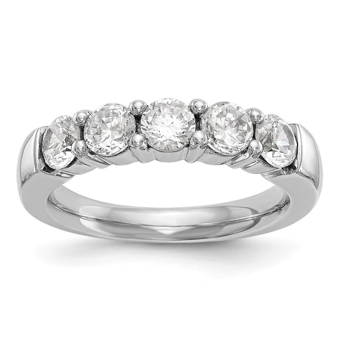 High-Quality 14K White Gold 5-Stone Diamond Band with 1 Carat Gemstones-1